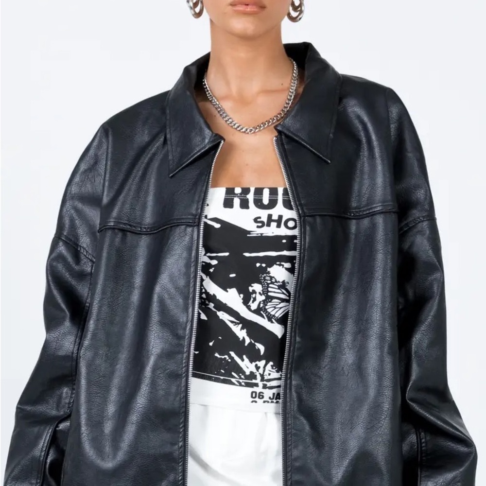 Princess Polly Midnight Black Leather Jacket